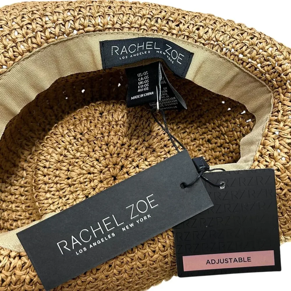 Rachel Zoe Paper Sun Hat NWT Women's One Size Tan Beachy Resort Coastal Boho
